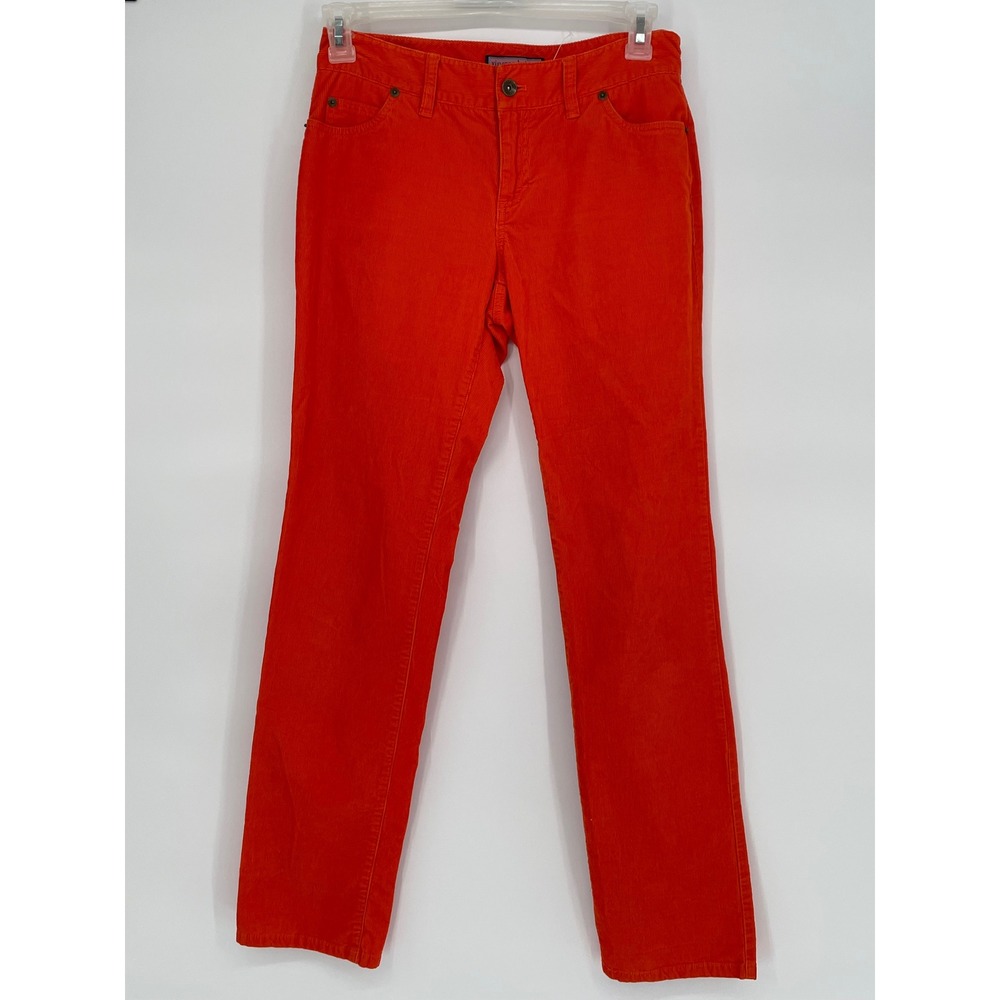Vineyard Vines Womens Orange Corduroy Straight Leg Pants Size 6 Stretch Cotton‎